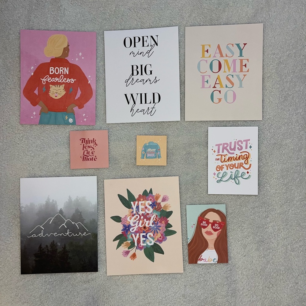 9 pc Card stock Inspirational Quotes